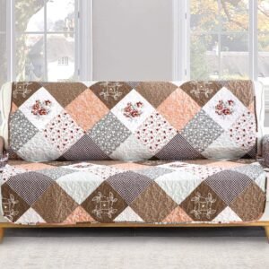 FlashBin Boho Mandala Couch Cover Colorful Stripe Sofa Cover Slipcover with Elastic Straps Bohemian Soft Microfiber Furniture Protector for Kids Dogs Pets,3 Seater (Sitting Area 66 inch)